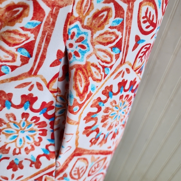 JUDE CONNALLY Dress  Geometric Orange Blue Summer Stretch Halter Sleeveles Sz S - Picture 5 of 11